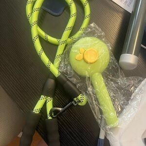Vibrant Green Dog Leash and brush